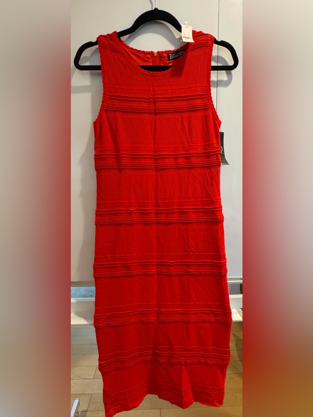 New York & Company Red Sleeveless Textured Midi Dress